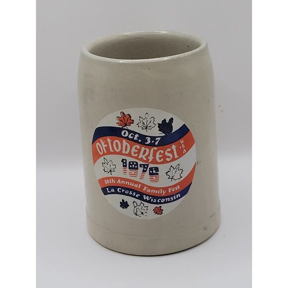 VTG 1976 Oktoberfest LaCrosse Wisconsin Stoneware BEER MUG - Picture 1 of 6
